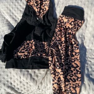 Leopard Print Hoodie and Pants Set